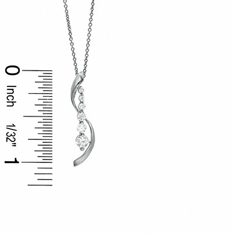 Main Image 2 of Journey Cubic Zirconia Twisted Squiggle Pendant in Sterling Silver