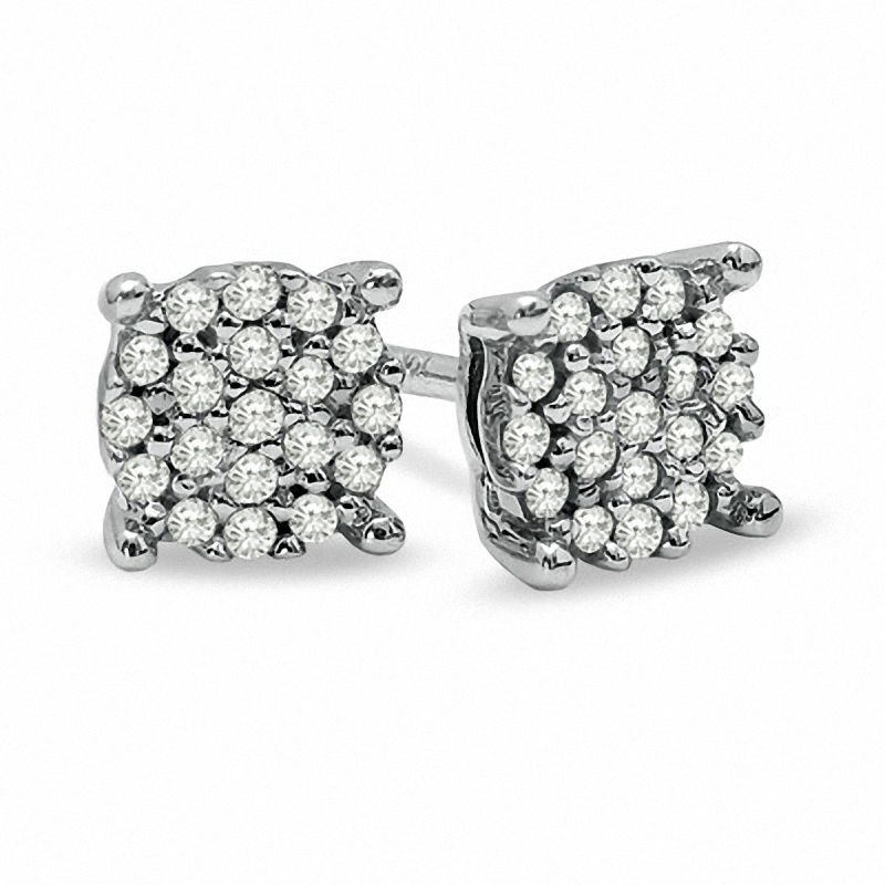 Main Image 1 of 1/10 CT. T.W. Diamond Composite Earrings in 10K White Gold