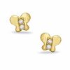 Child's Cubic Zirconia Butterfly Stud Earrings in 10K Gold