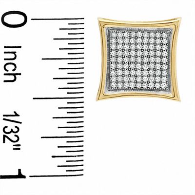1/ CT. T.W. Diamond Curved Square Earrings in 10K Gold