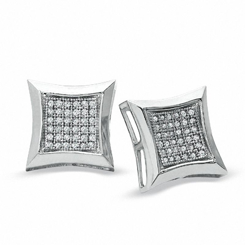 1/5 CT. T.W. Diamond Curved Square Earrings in 10K Gold