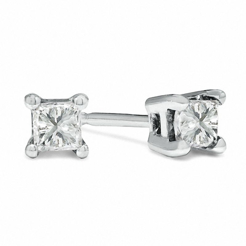 Main Image 1 of 1/4 CT. T.W. Princess-Cut Diamond Solitaire Stud Earrings in 10K White Gold