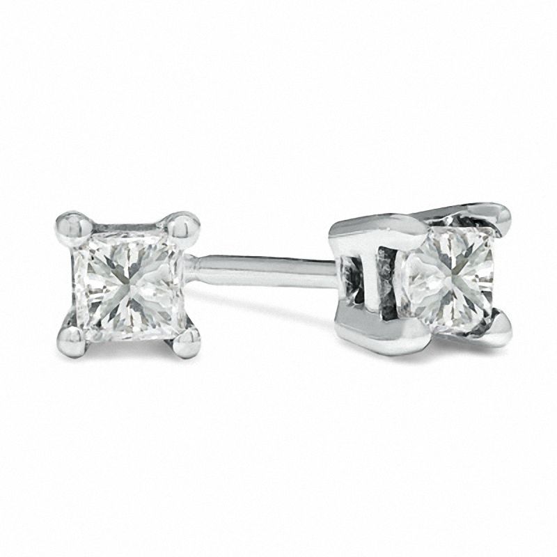 1/4 CT. T.W. Princess-Cut Diamond Solitaire Stud Earrings in 10K White Gold