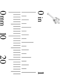 14K Semi-Solid White Gold Diamond Accent Nose Stud - 22G 1/4"