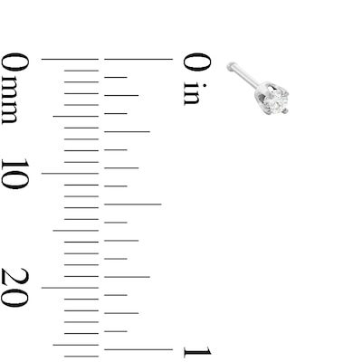 14K Semi-Solid White Gold Diamond Accent Nose Stud - 22G 1/4"