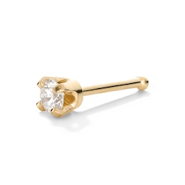 14K Semi-Solid Diamond Accent Nose Stud - 22G 1/4"