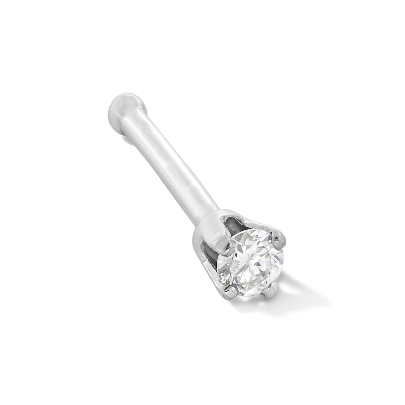 Main Image 1 of 14K White Gold Diamond Accent Nose Stud - 22G