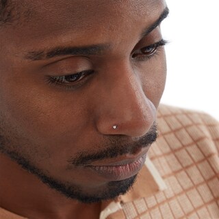 14K White Gold Diamond Accent Nose Stud - 22G
