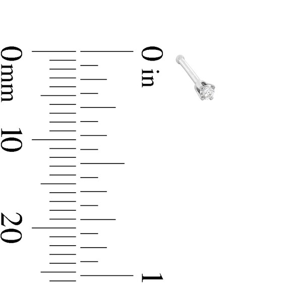 14K White Gold Diamond Accent Nose Stud - 22G