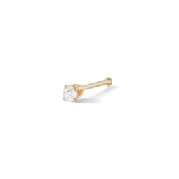 14K Solid Gold Diamond Accent Nose Stud - 22G 3/8&quot;