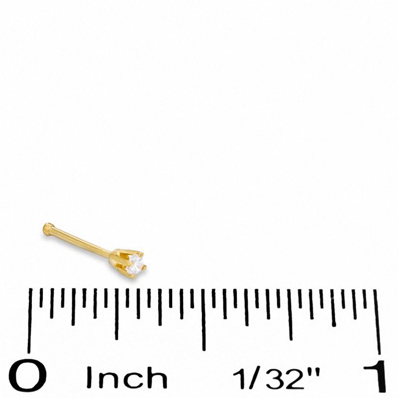 14K Solid Gold Diamond Accent Nose Stud 22g 3 8