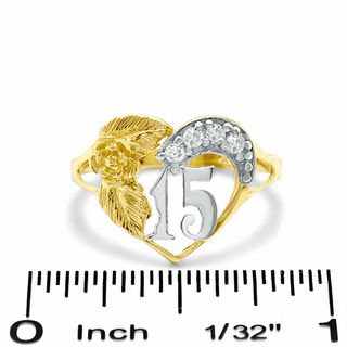 Cubic Zirconia Quinceneara Ring in 10K Gold - Size 7