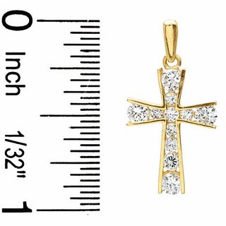 Cubic Zirconia Cross Charm in 14K Gold