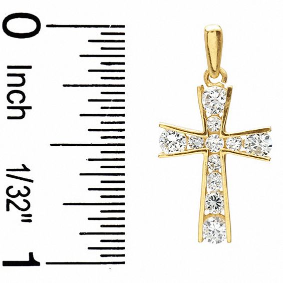 Cubic Zirconia Cross Charm in 14K Gold