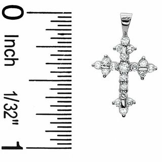 Small Fancy Cubic Zirconia Cross Charm in 14K White Gold