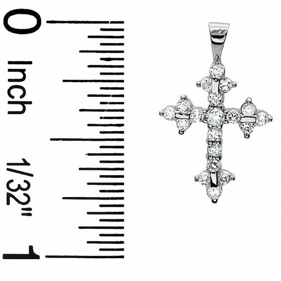 Small Fancy Cubic Zirconia Cross Charm in 14K White Gold
