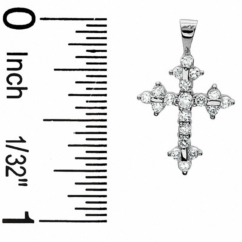 Small Fancy Cubic Zirconia Cross Charm in 14K White Gold