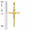 Twist Etched Tube Crucifix Charm in 10K Gold