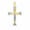 Crucifix with Leaf Tips Charm in 10K Solid Two-Tone Gold