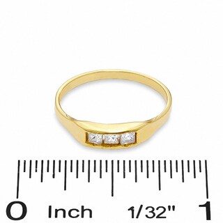 Child's Princess-Cut Cubic Zirconia Three Stone Ring in 10K Gold - Size 4