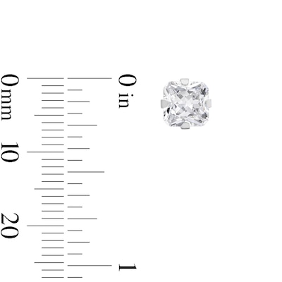 6mm Princess-Cut Cubic Zirconia Solitaire Stud Piercing Earrings in Solid Stainless Steel