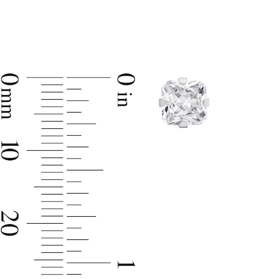 6mm Princess-Cut Cubic Zirconia Solitaire Stud Piercing Earrings in Solid Stainless Steel