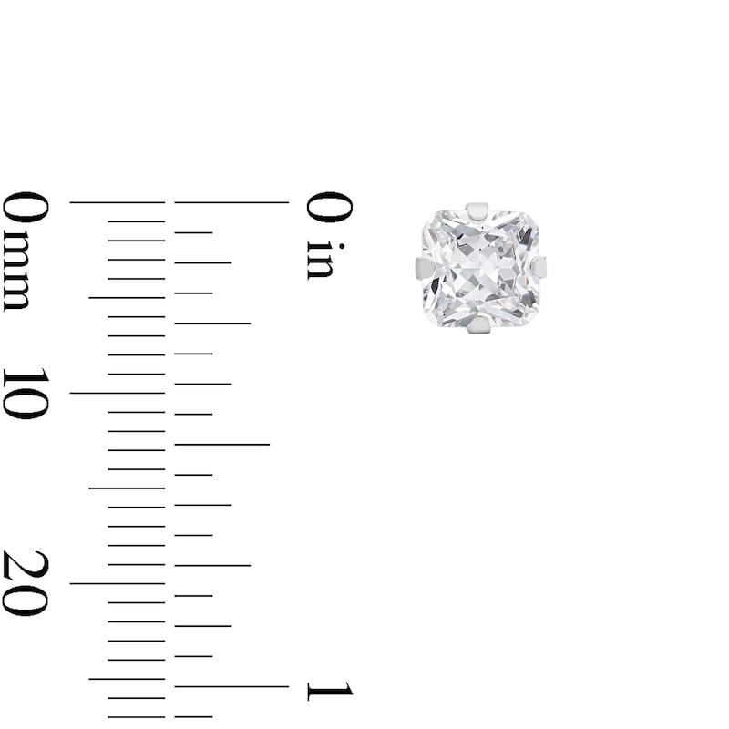 Main Image 3 of 6mm Princess-Cut Cubic Zirconia Solitaire Stud Piercing Earrings in Solid Stainless Steel