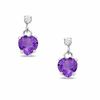Thumbnail Image 0 of 5mm Heart-Shaped Amethyst Drop Earrings in 10K White Gold with CZ
