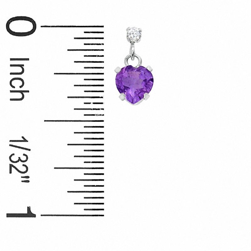 5mm Heart-Shaped Amethyst Drop Earrings in 10K White Gold with CZ
