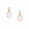 5mm Heart-Shaped Lab-Created Opal Drop Earrings in 10K Gold with CZ's