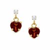 5mm Heart-Shaped Garnet Drop Earrings in 10K Gold with CZ