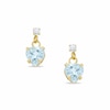 Thumbnail Image 1 of 5mm Heart-Shaped Aquamarine Drop Earrings in 10K Gold with CZ