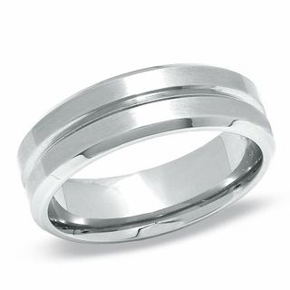 Stainless Steel Lined Wedding Band - Size 12