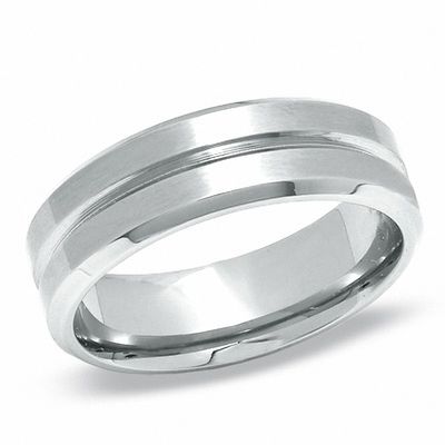 Stainless Steel Lined Wedding Band - Size 12
