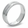 Stainless Steel Lined Wedding Band - Size 12