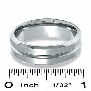 Stainless Steel Lined Wedding Band - Size 12
