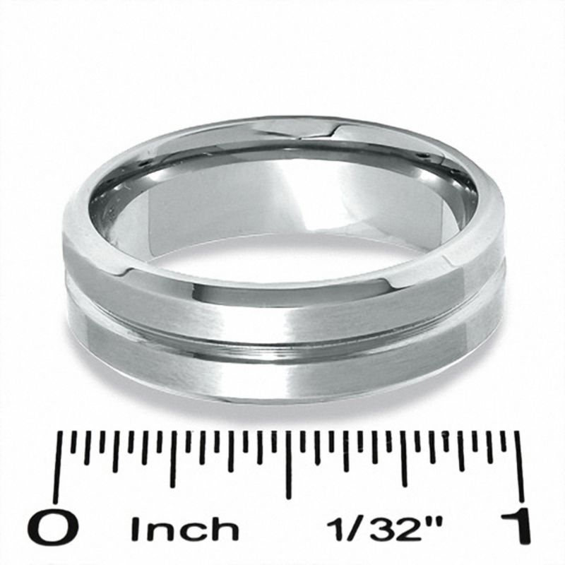 Stainless Steel Lined Wedding Band - Size 12