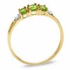 Thumbnail Image 2 of Oval Peridot Three Stone Ring in 10K Gold - Size 7