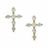 Cubic Zirconia Cross Stud Earrings in 10K Gold