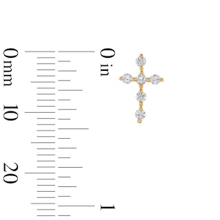Cubic Zirconia Cross Stud Earrings in 10K Gold