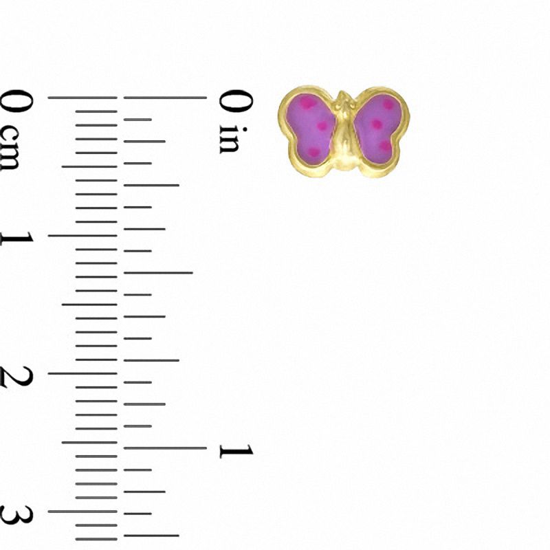Child's Pink Enamel Butterfly Stud Earrings in 10K Gold