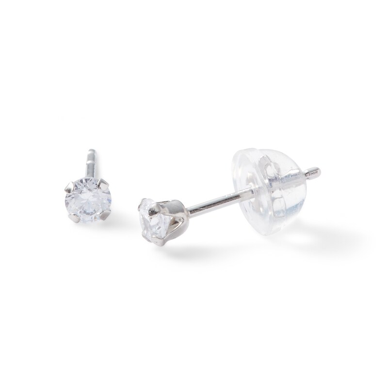 Main Image 1 of 10K Solid White Gold CZ Studs