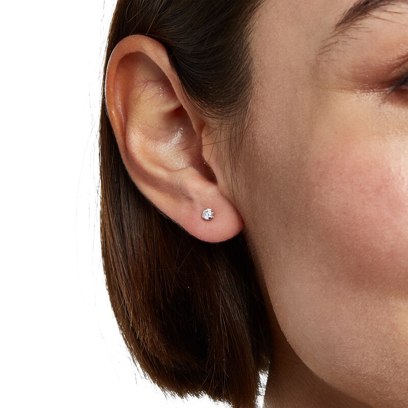 Main Image 3 of 10K Solid White Gold CZ Studs