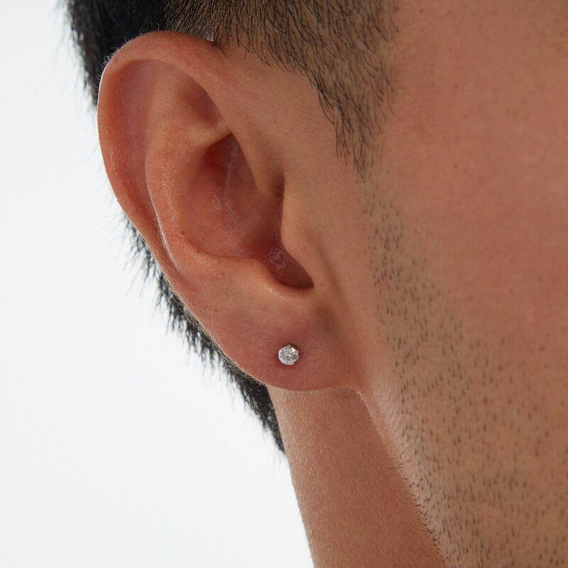 Main Image 4 of 10K Solid White Gold CZ Studs