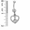 Thumbnail Image 2 of 014 Gauge Heart Peace Sign Belly Button Ring with Crystals in Stainless Steel