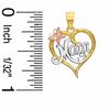 Thumbnail Image 2 of Cursive "Mom" with Butterfly Diamond-Cut Heart Tri-Tone Necklace Charm in 10K Gold