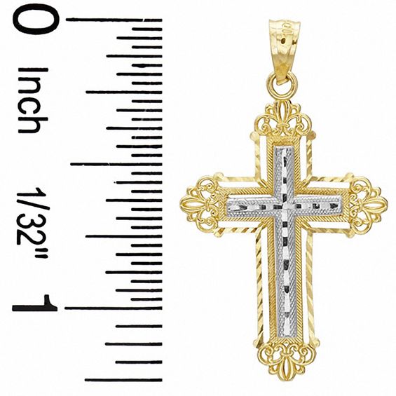Double Layered Cross Charm in 10K Two-Tone Gold