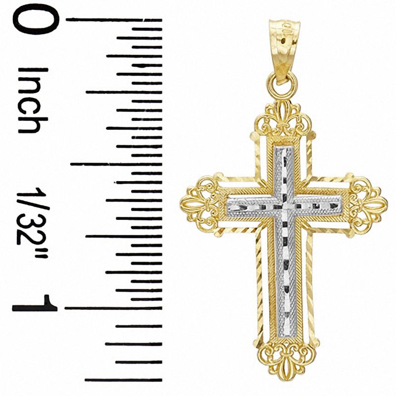 Main Image 2 of Double Layered Cross Charm in 10K Two-Tone Gold