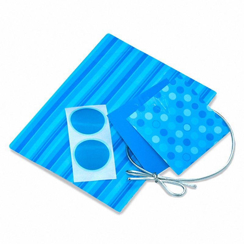 Blue Stripe Gift Wrap Instant Small Square Box
