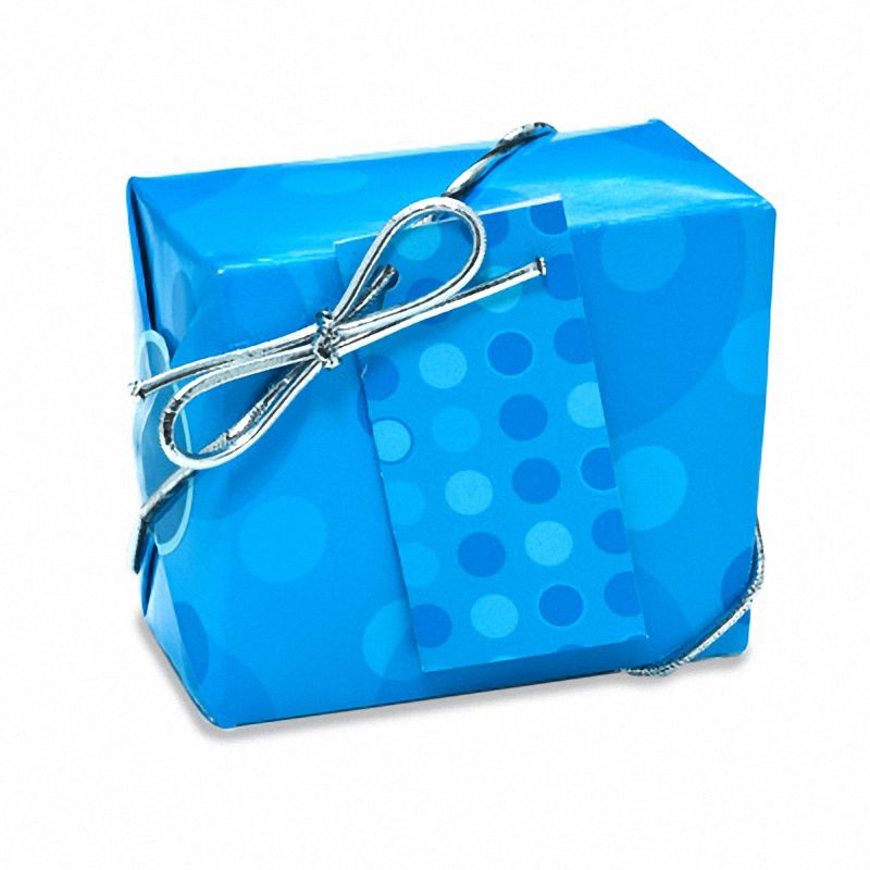 Main Image 1 of Blue Polka Dot Gift Wrap Instant Small Square Box